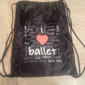 Draw String "I Love Ballet"  Dance Bag- New